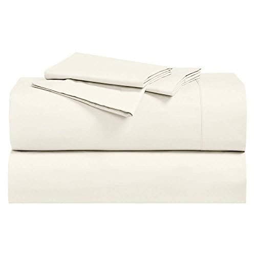 Royal Hotel Bedding Abripedic Crispy Percale Sheets, 300-Thread-Count, 4PC Solid Sheet Set, 100% Cotton, Super Deep Pocket, King, Ivory