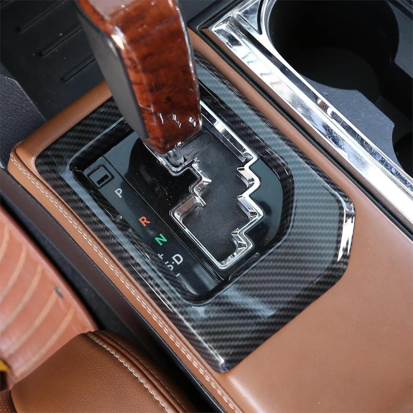 TOYCIDFG Gear Shift Panel Cover Trim for Toyota Tundra 2014-2021 - Carbon Fiber Grain