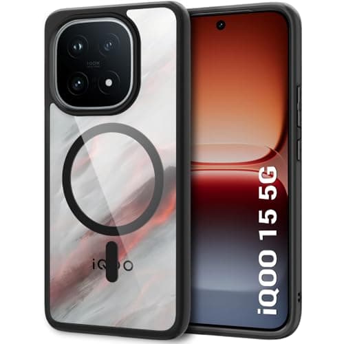 TheGiftKart Hybrid Shockproof Back Cover Case for iQOO 15 5G Compatible with MagSafe | Hard Back Cover Case for iQOO 15 5G (PC & TPU, Transparent Clear Back, Black Sides)