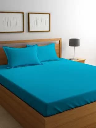RD TREND® Premium Elastic Fitted Bedsheets for King Size Double Bed(78x72x8 Inches) with 2 Pillow Covers Size (18x28 Inches) Color- Firoji