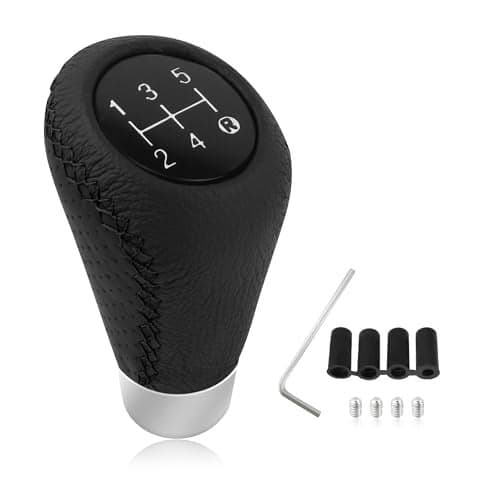 Car Gear Shift Knob with 4 Adaptive PartsLeather 5 Speed Shift Knobs for Replacement Broken Shifter KnobsUniversal NonSlip Manual Shift Knob Car Interior Accessories for Most Vehicles Black