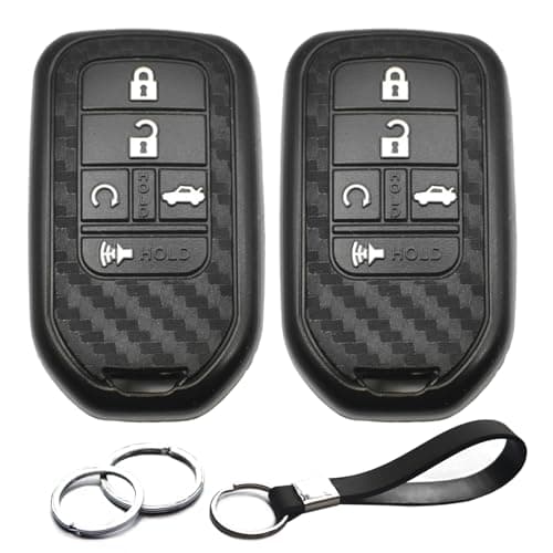 INFIPAR 2pcs Compatible with Honda Passport CR-V Accord Pilot Civic HR-V Insight Carbon Fiber Looks Key Fob Cover Case Key Chain Protector Keyless Remote Holder