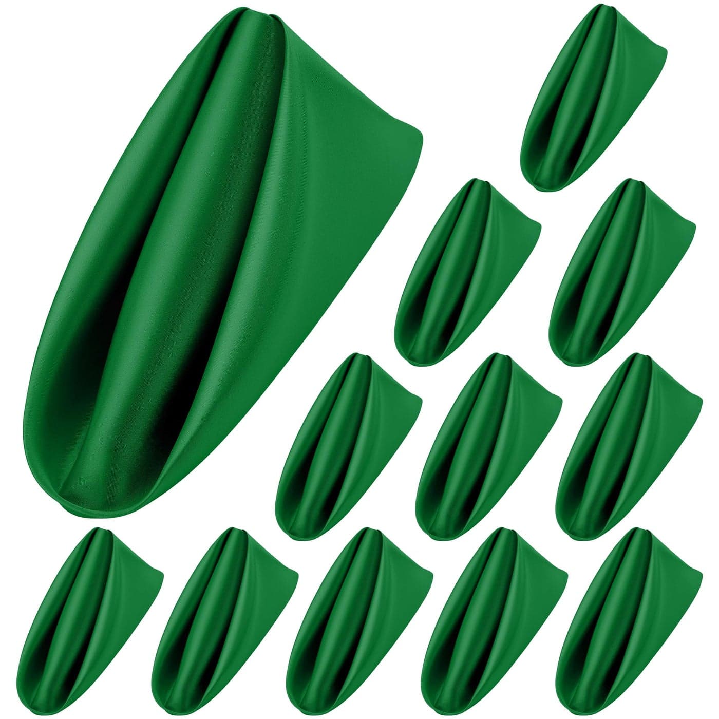 ANECO 12 Pieces Satin Napkins Soft Dinner Napkins Square Table Napkins 17 x 17 Inches for Restaurant Weddings Party Dinner DecorationForest Green