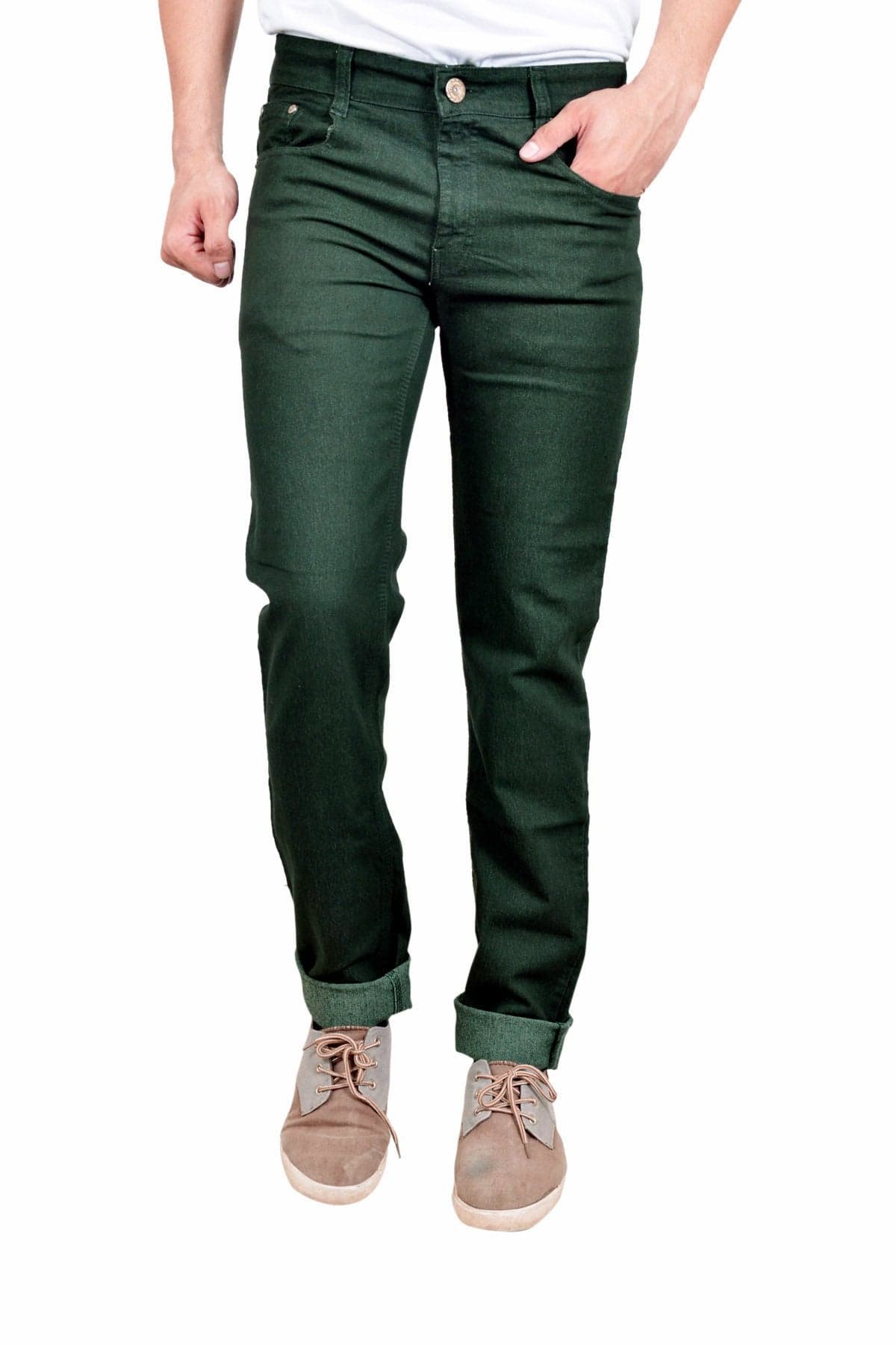STUDIO NEXX Men's Mid Rise Regular Fit Jeans (basicsnew_darkgreen_30_Green_30)