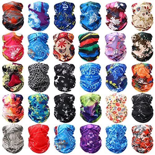 Tarpop 30 Pcs Neck Gaiters Scarf Elastic Wrap Headband Sweat Absorbing Bandana for Women Men Sports Yoga Running(Fresh Style)
