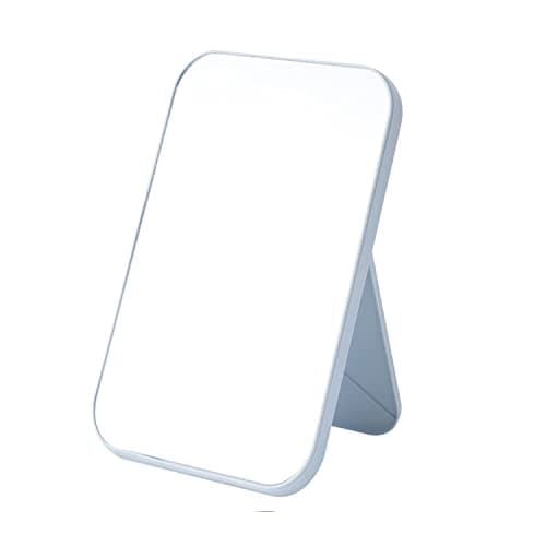 VATSHVIMakeup Mirror Table Desk Vanity,8-Inch Portable Folding Mirror with Stand Foldable Portable Square Mirror Makeup Mirror for Girls (ABS Blue)