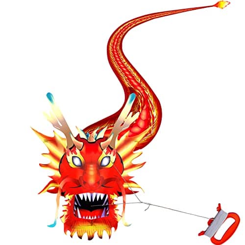 HENGDA KITE Legendary Dragon KiteFiery Dragon Kitefor Kids and AdultsEasy to FlyExcellent Fabric and Structure DesignSuitable for Square Beach Grass ParkExcellent Gift35x157 in