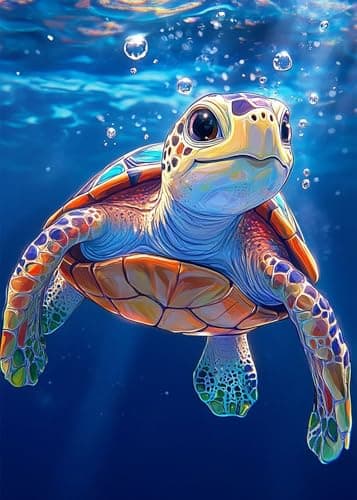 KINPLUB Sea Turtle Diamond Painting Kits for Adults Beginners Turtle Diamond Art Kits for Adults DIY Full Drill Round Gem Art Dots for Home Wall Decor 12x16 Inch