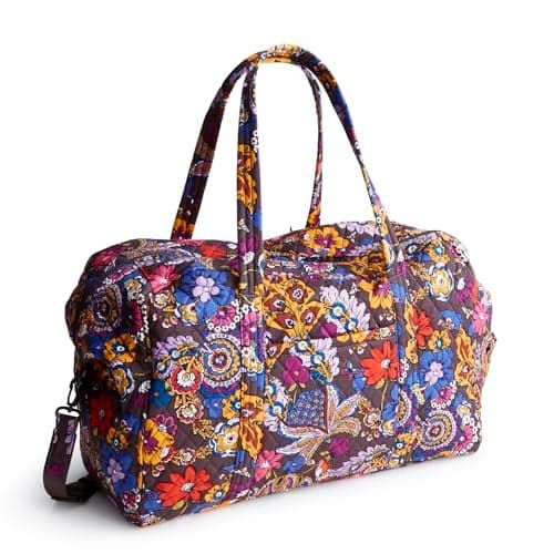 Vera Bradley Women's Premium Cotton Large Miramar Weekender, Colorful Bouquet
