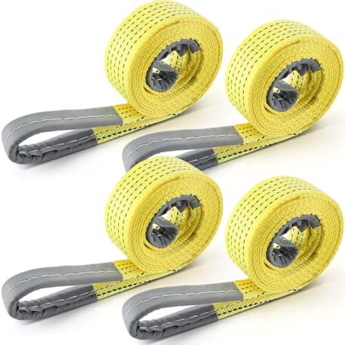 Vincreem 4 Pcs 2'' x 10' 14000lb Lift Sling Straps Heavy Duty Web Slings Straps Polyester Nylon for Hoist Car Outdoor Using