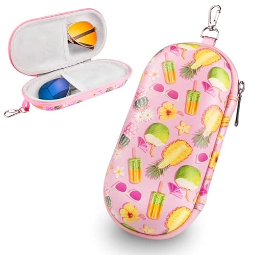 CAIOVSE Sunglasses Organizer, Double Glasses Case Hard Shell, Eye Glass Case for Women, Dual Sunglasses Travel Case Pink