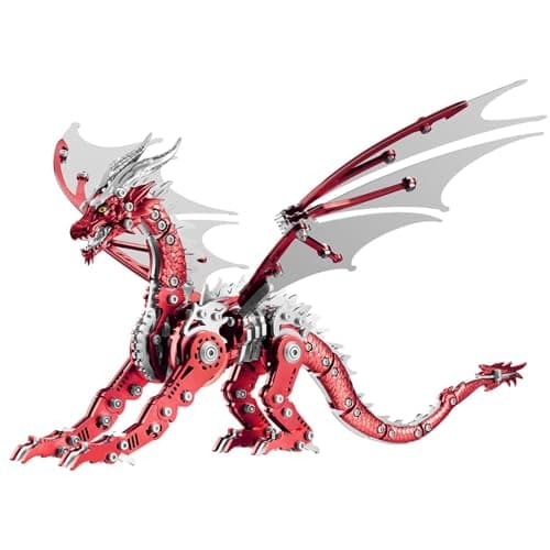 OreilleStar 3D Metal Dragon Puzzle Mechanical Model Building Kit Green and Red Assembly Puzzle for Adults Gift Red Dragon