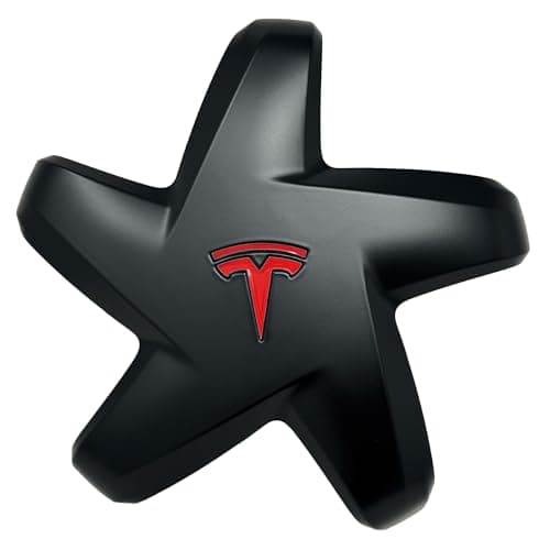 Wheel Logo Decal Overlay Stickers for Tesla Refresh Juniper Model Y 2026 to Current 19in Crossflow 20in Helix 20 5pc Set Gloss Red