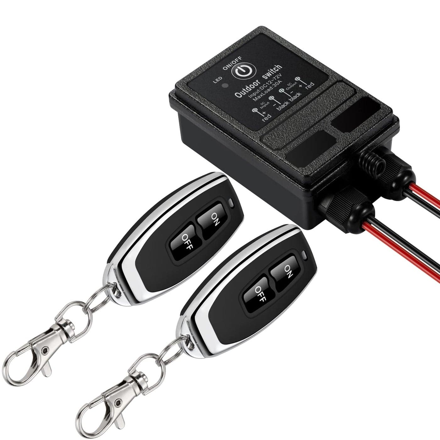 ZHOFONET Waterproof Remote Control Relay Switch 328ft Long Range Wireless Remote SwitchDC 12V72V Relay RF Remote Control Switches for Outdoor Light