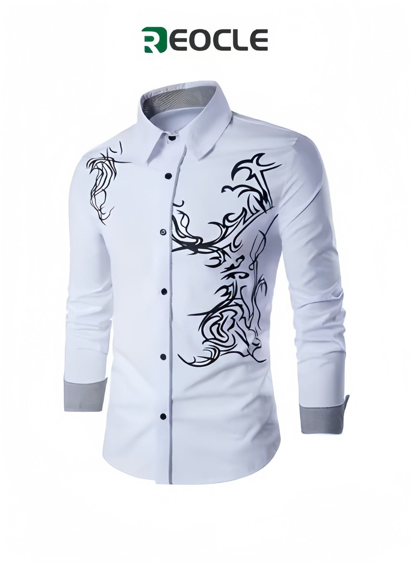 Men's Shirts Print Button Down Dress Shirt Fashion Long Sleeve Casual Shirts Slim Fit Shirts Stretch Dress Shirt Wrinkle-Free Regular Fit Shirts