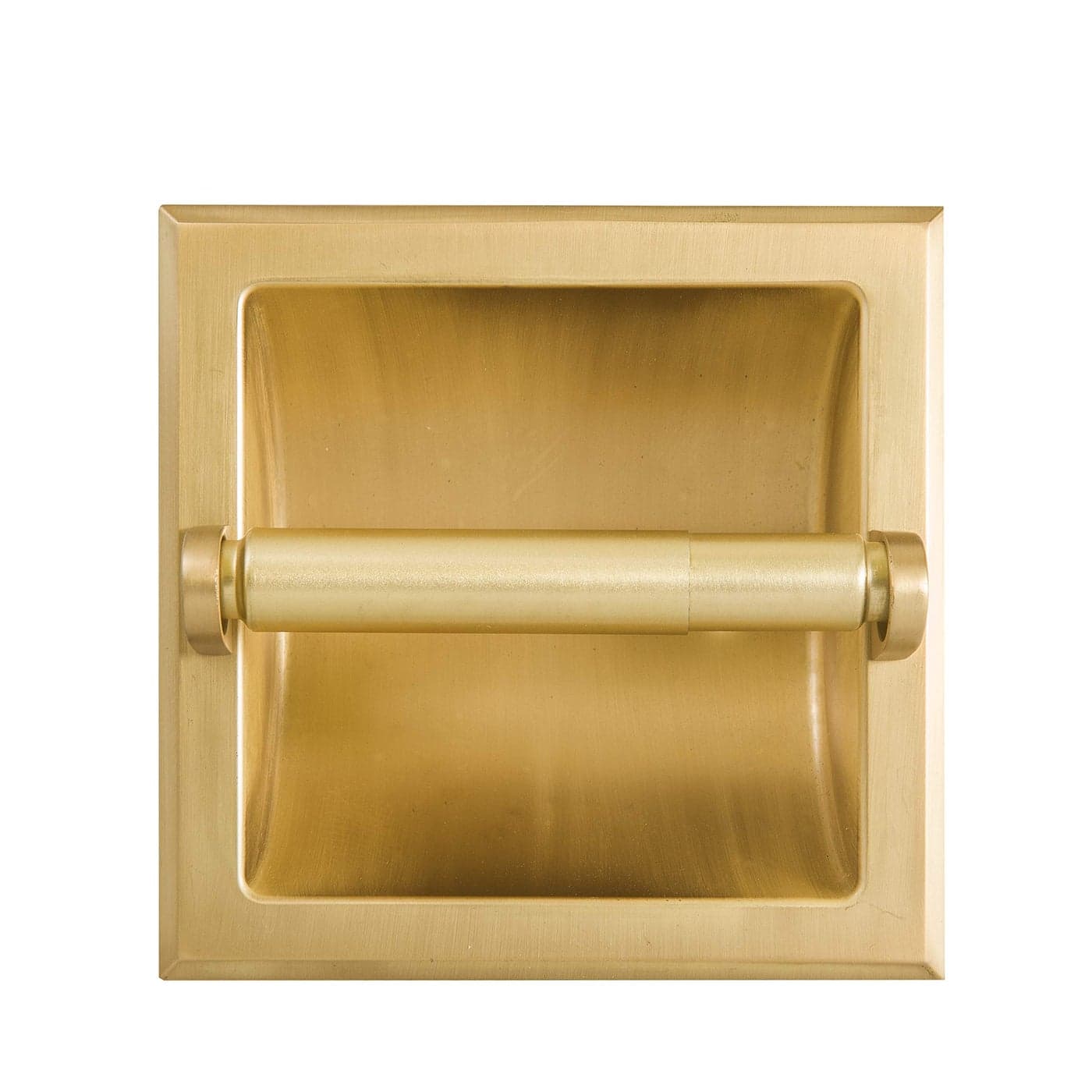 SENTO Recessed Gold Toilet Paper Holder Wall Mounted Heavy Duty Metal Toilet Paper Roll Holder with Rear Mounting Bracket in Wall Easy Installation Satin Brass