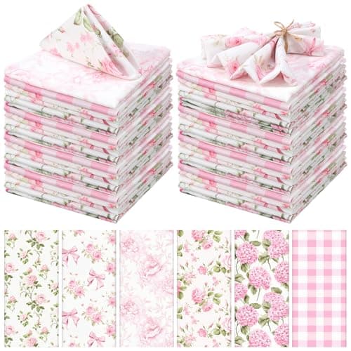 Hillsuren Spring Floral Cloth Napkins 6 Patterns Washable Dinner Tea Party Napkins Reusable Plant Floral Square Napkin Cotton Towel Decorative for Spring Wildflower Party(Bow Hydrangea,12 Pcs)