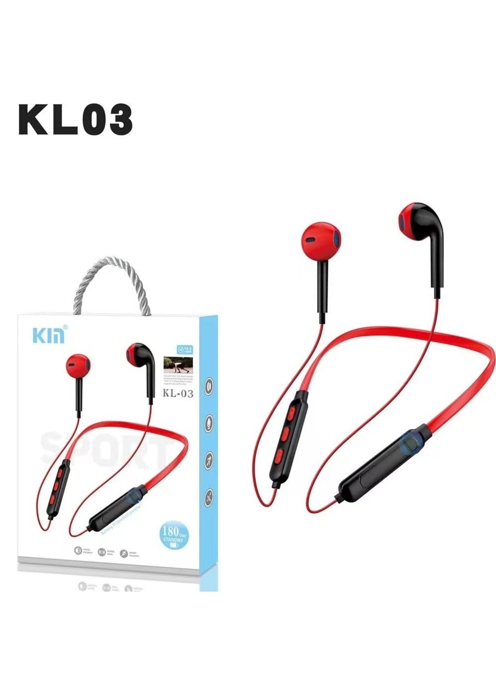 Red Neckband Bluetooth Headphones, Bluetooth 5.0 Wireless Headphones 80Hrs Extra Long Playtime Stereo Bass in-Ear Headsets with Mic, IPX6 Waterproof Earbuds, Neckband Earphones for Sport, Business