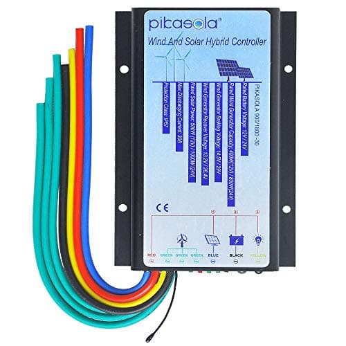 Pikasola Hybrid Wind & Solar Controller for 12V/24V Battery Auto, 30A Charge Controller for Off Grid Max 800W Wind Turbine & 1000W Solar Panel with MCT Charging