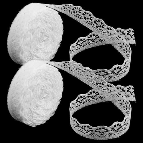 WJIAAA 4x10 Yards White Lace Ribbon 4 Rolls 055 Inch Hollow Wide Lace Trim Ribbon Hollow Sewing Flower Fabric Roll Trim Sewing Crafts for Wedding Decoration Bouquet Gift Packaging WrappingWhite
