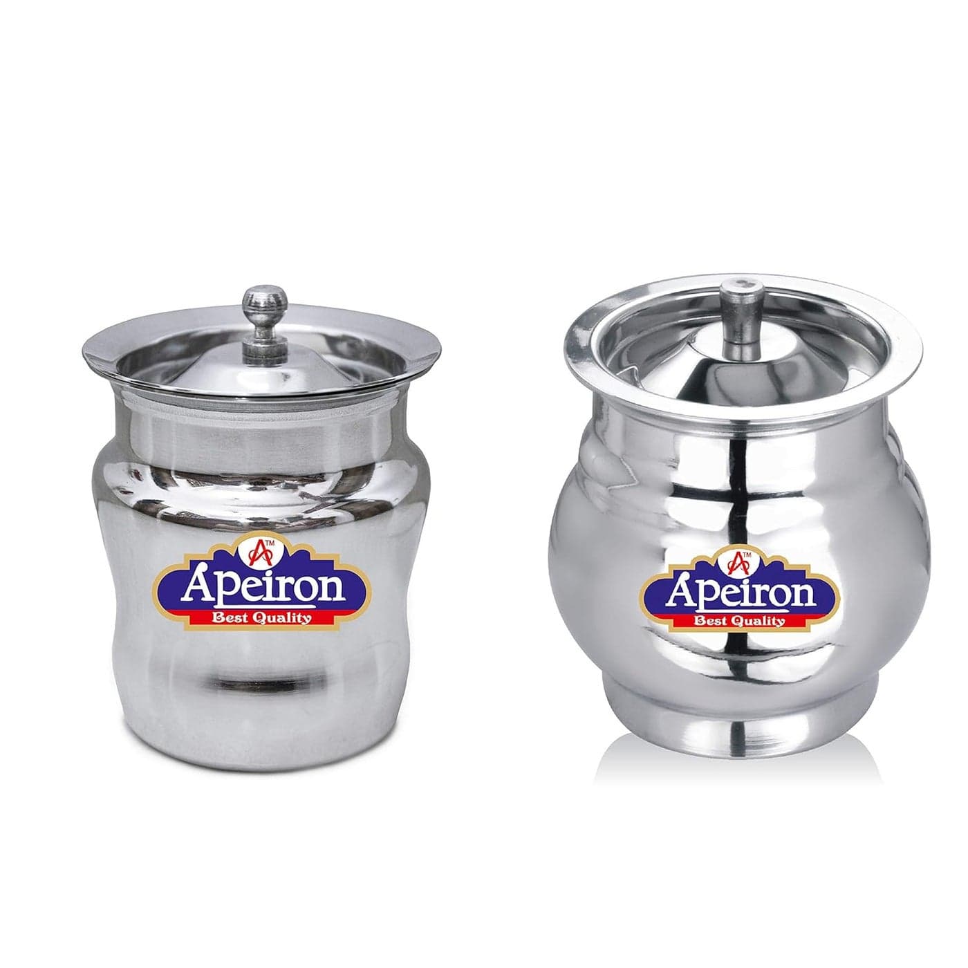 Apeiron Stainless Steel Lota shape and Damru Shape GheeOil Pot with Spoon and Lid 300 ml Steel Utility Container