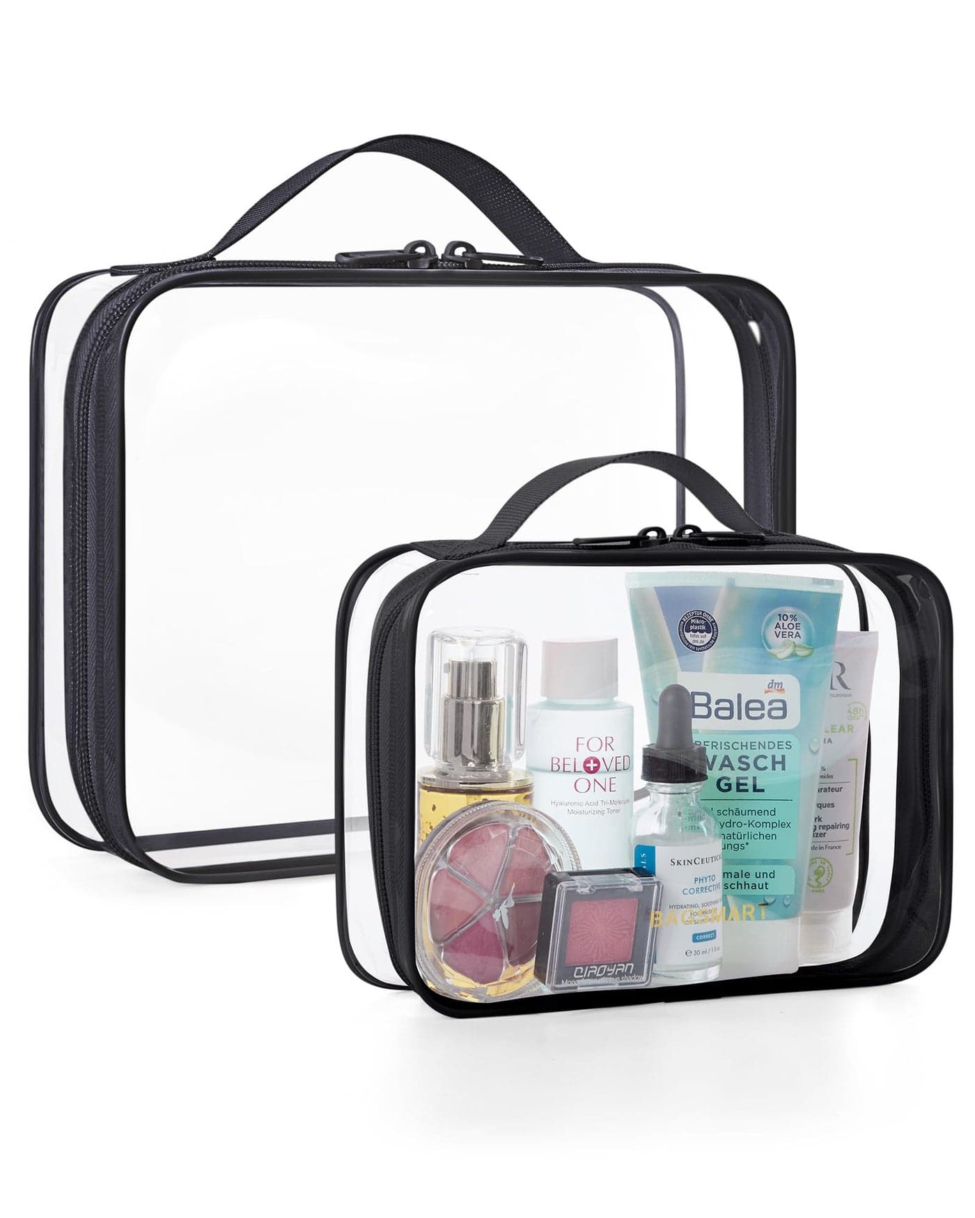BAGSMART Clear Toiletry Bag, TSA Approved Travel Toiletry Bag Carry On Travel Accessories Bag Airport Airline Quart Size Bags water-resistant Makeup Bag for Women