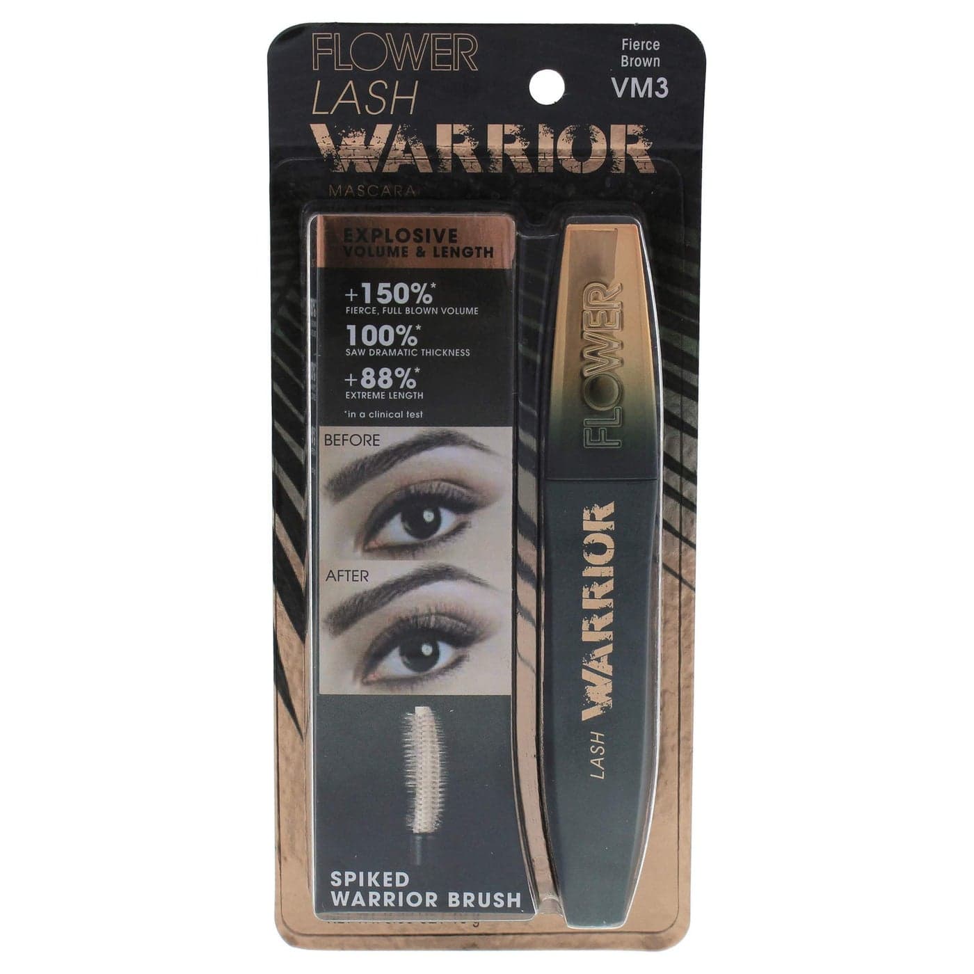 FLOWER BEAUTY Lash Warrior Mascara Volumizing Lashes Length Definition No Clumping Fierce Brown 035 Ounce