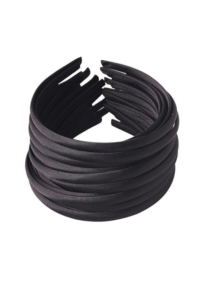 Girls' DIY Satin Covered Headbands 1cm Width 36cm Circle Size (20pcs black)