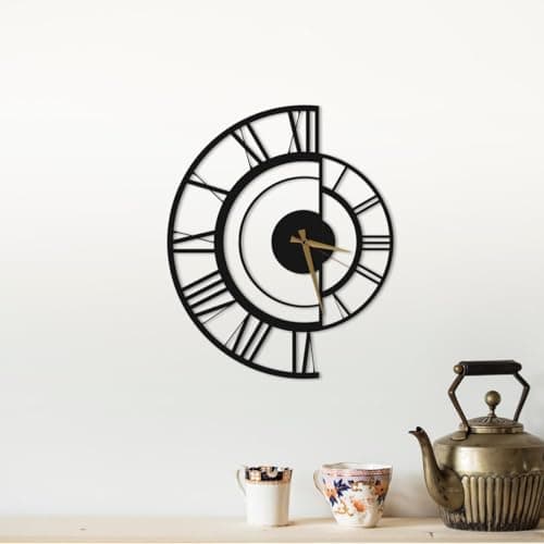 PRAMUKH FASHION Wall Clock Stylish Metal Analog Wall Clock for Living Room, Bedroom, Office, Kitchen, Home and Hall | Antique Fancy Big Size Modern Wall Watch (Style-13, Size-50 CM)