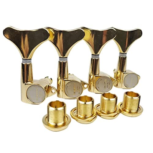 KAYNES Guitar Bass Tuners 118 Ratio Gold Headstock Sealed Machine Heads Tuners Closed Tuning Key Pegs Replacement for Electric Jazz Bass or Precision 4 for Right Golden