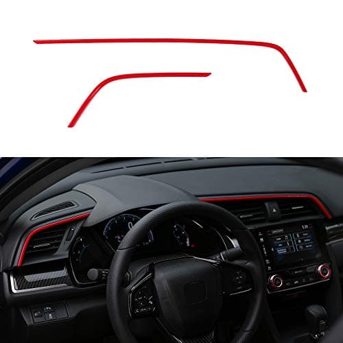 Thenice 10th Gen Civic 2pcs Center Consoles Stickers Air Vent Trims Dash Board Panel Strips Decals Compatible with Honda Civic 2021 2020 2019 2018 2017 2016 -Red