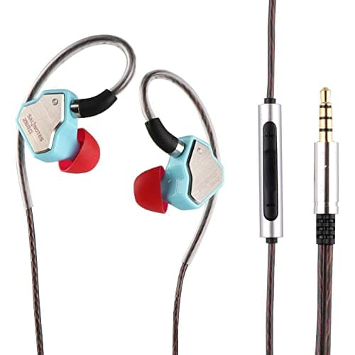 Linsoul 7Hz Salnotes Zero HiFi 10mm Dynamic Driver in-Ear Earphone IEM with Metal Composite Diaphragm Stainless Steel Faceplate Detachable 2Pin OFC Cable (Blue, with Mic, 3.5mm)