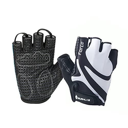 BURNLAB Flex Gym Gloves for Men and Women - Ideal for Weightlifting, Cycling, Crossfit, Offers Good Grip and Soft Padding (Force Black & White, Medium)