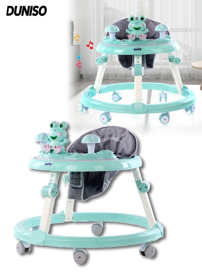 Baby Walker for Kids,Round Baby Walker,Foldable Baby Ride On,with Music,Height 6 Level Adjustment,Comfortable and Durable,Noise Reduction and Quieting,for Infants Toddlers 6–18 Months
