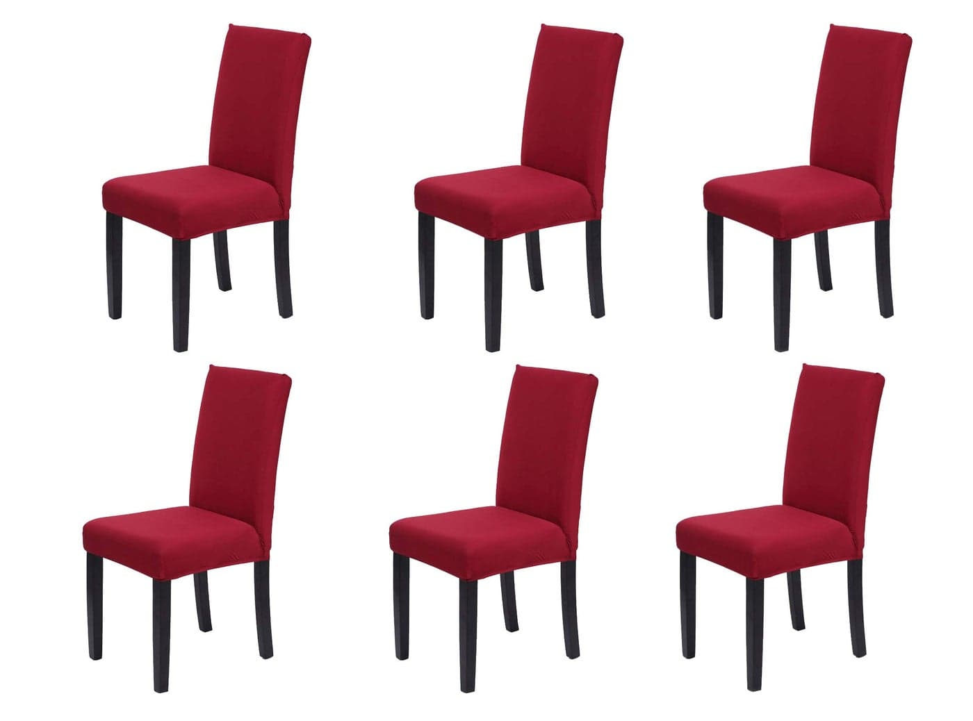 House of Quirk Polyester Spandex Plain Chair Cover Stretch Removable Washable Short Dining Chair Cover Protector Seat Slipcover (Maroon, Pack of 6)