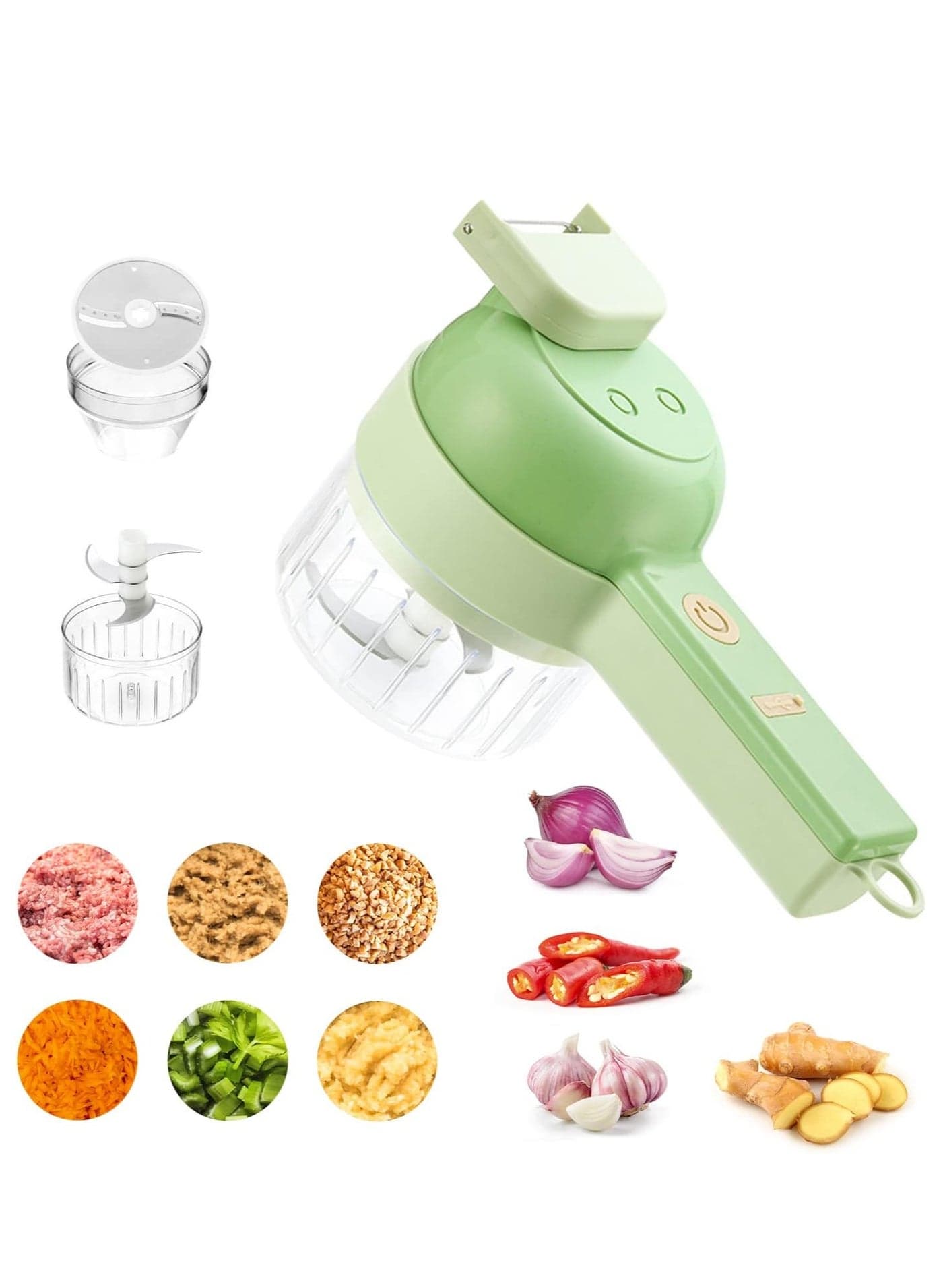 Electric Vegetable Cutter, 4 in1Portable Electric Vegetable Cutter Set, Portable Wireless Food Chopper, Wireless Food Processor