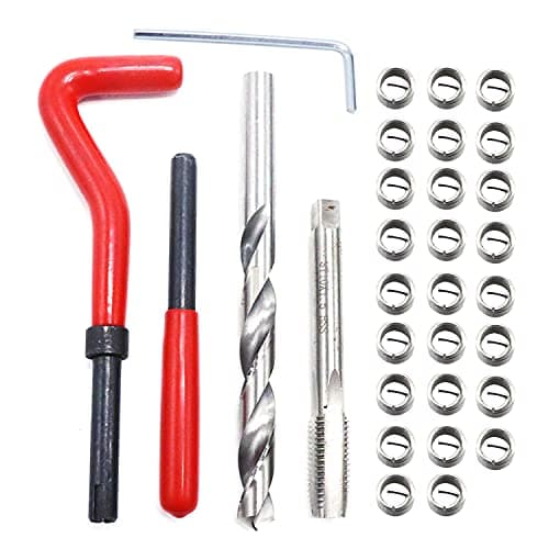 XT AUTO 30pcs Stainless Steel M10 x 1.5mm Thread Repair Insert Kit Compatible Hand Tool Set for Auto Repairing