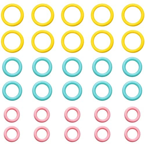 Ruiwaer 300pcs Knitting Stitch Marker Plastic Smooth Coloured ORings Round Marking Circles Crochet Craft Tool Knitting Marker Marking Ring Sewing Accessories LYellow MBlue SPink