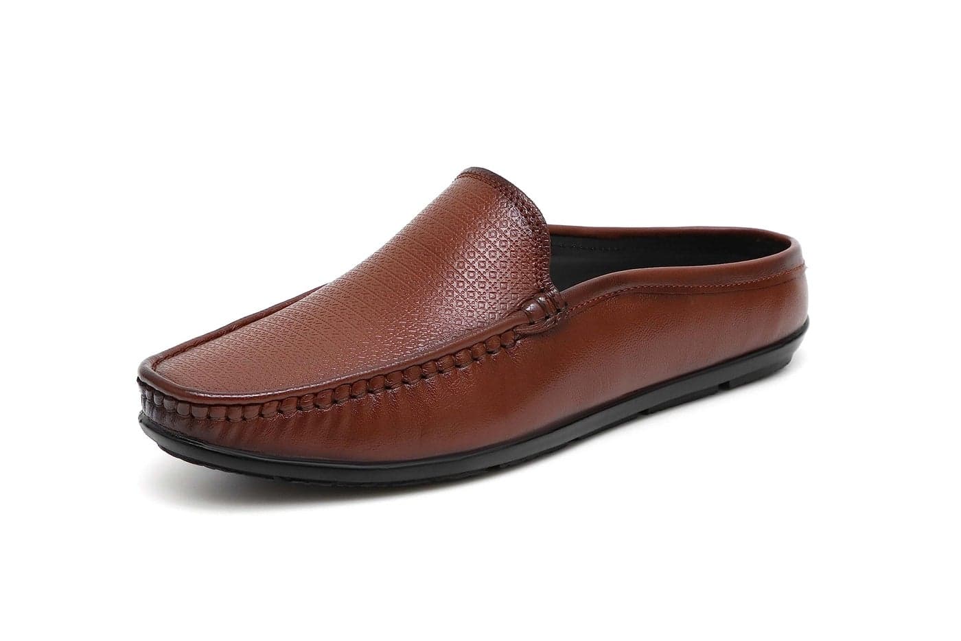 ARAMISH Tan Genuine Leather Back Open Loafers for Men - 10 UK