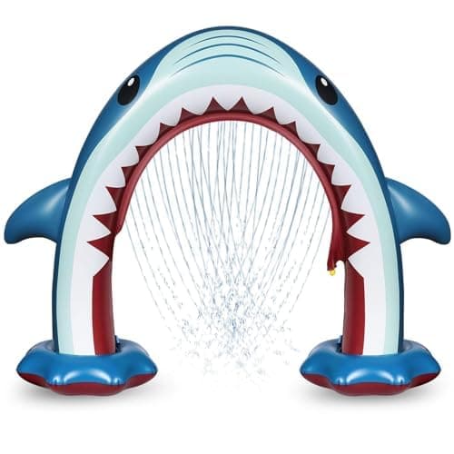 Anpro Giant Shark Sprinkler Kids Inflatable Water Toy Outdoor Play Sprinkler Summer Outside Gifts for Toddlers