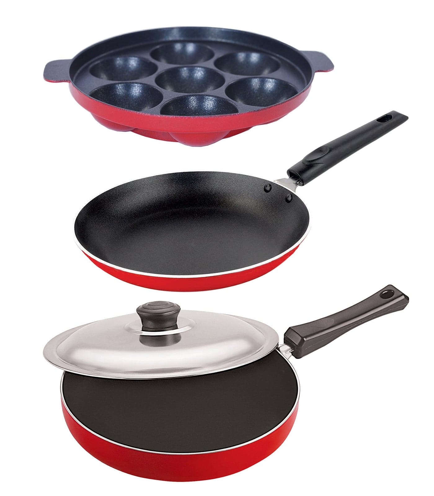 Nirlon Dishwasher Safe Non-Stick Aluminium Cookware Combo Gift Set with Bakelite Handle, 2.6mm_FP13_TP_AP(7)