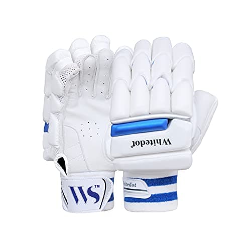 WHITEDOT Sports Alpha Levlon Leather Cricket Batting Gloves Idol for Youth/Medium Left Hand, White