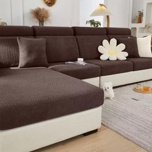 Disayu Magic Sofa Covers Couch Covers 2024 New Couch Cushion Covers Universal Sofa Covers Washable Stretch Slipcovers for Sectional Sofa (Texture Brown, Large Single Seat Cover)