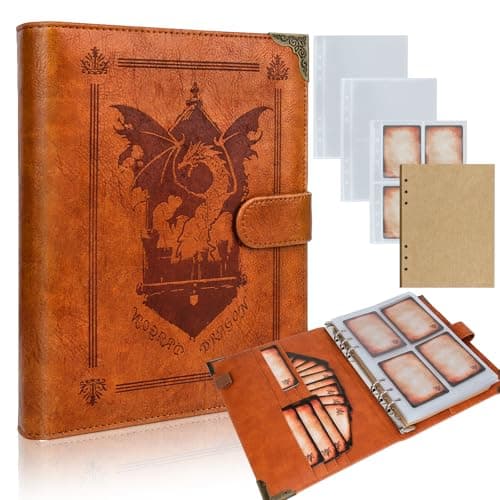 Byhoo DND Spell Cards 5e Leather Spellbook for Dungeons Dragons notebook with 30 Sleeves for Spell Cards Writable Pages and Magnetic Closure A MustHave for RPG Board Games for Every Adventurer