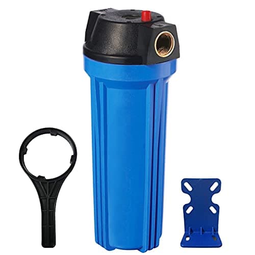 Geekpure 10-Inch Whole House Slim Water Filter Housing for 2.5" x 10" Filter - 3/4" NPT Brass Port - with Air Relief Valve-Blue (1)
