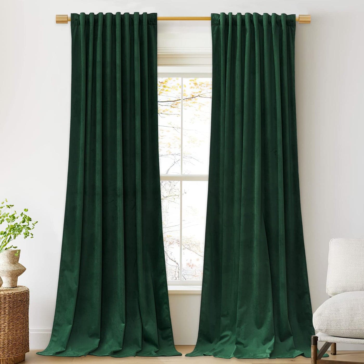StangH Dark Green Velvet Curtains 84 inches Christmas Decor Luxury Thick Room Darkening Window Drapes for Bedroom Thermal Insulated Privacy Curtains for Living Room W52 x L84 2 Panels