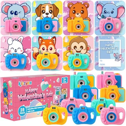 KIZZYEA 28 Pack Valentines Cards for Kids Classroom with Mini Camera Viewers Toys Valentines Day Gifts for Kids School Exchange Greeting Cards Prizes Gifts Valentine Party Favors for Boys Girls
