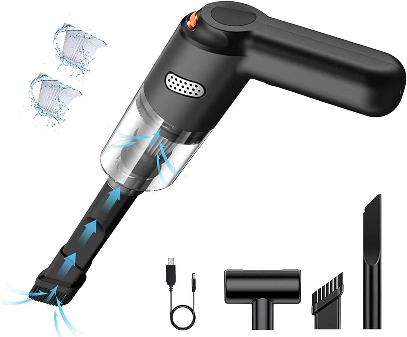 Car Handheld Vacuum, 10000PA Suction, Wireless Vacuum Cleaner with Low Noise, Car Vacuum Cordless Rechargeable, Portable Compressed Air Duster for Car and Home