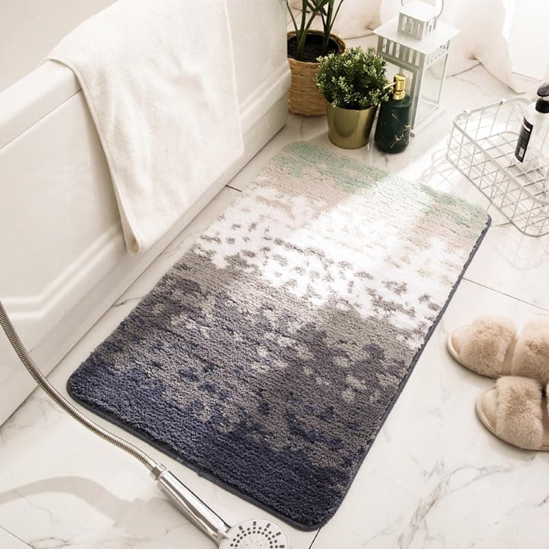 Kuber Industries Stripped Bathroom MatAntiSlip Mat for Bathroom FloorExtra Soft with TPR BackingFoot Mats for Home Living Room Bedroom Multi