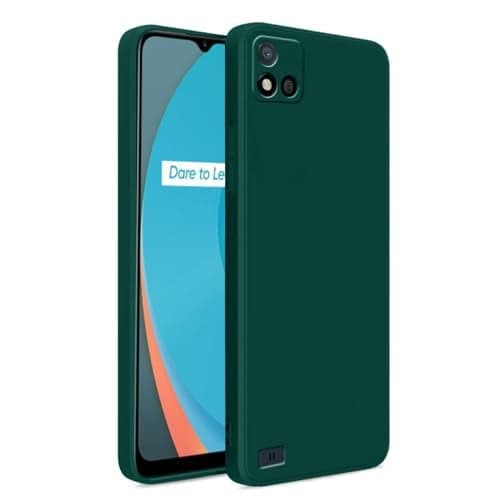 LIRAMARK Silicone Soft Back Cover Case for Realme C11 (2021) (Silicone Green)